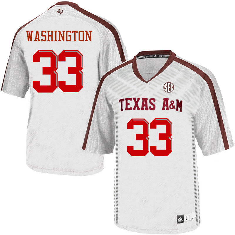 Men #33 Shaan Washington Texas A&M Aggies College Football Jerseys-White - Click Image to Close